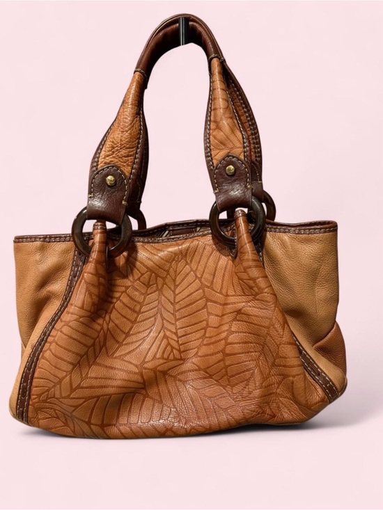 Fossil Handbags - Fossil Tan Leaf-Embossed Leather Shoulder Bag